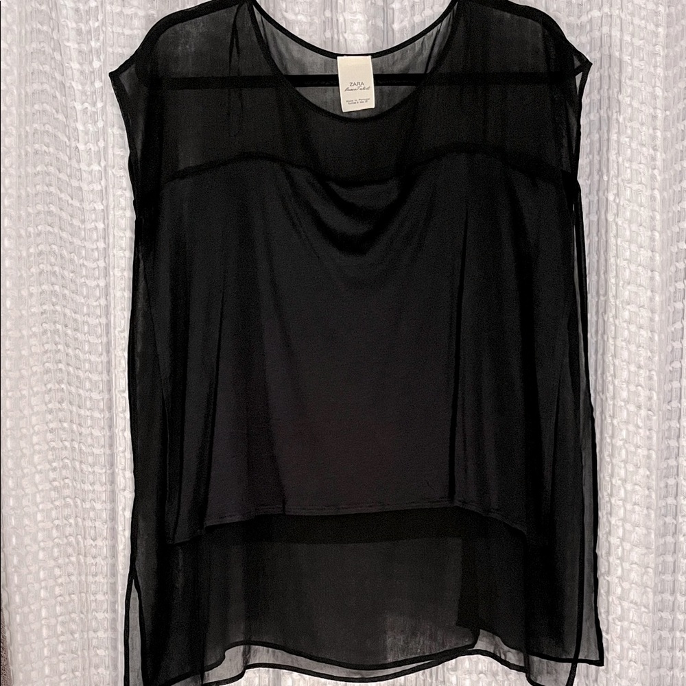 NWOT ZARA Sheer Black Layered Top